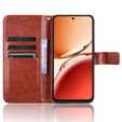 Etui z klapką do Oppo Reno 12FS / 12F, Crazy Horse Wallet, brązowe