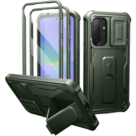 Etui pancerne do Samsung Galaxy A36 5G, Dexnor Kickstand Cam Protector, zielone