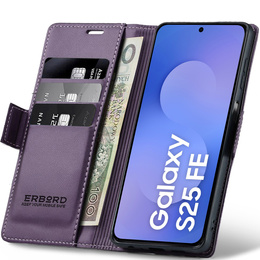 Etui do Samsung Galaxy S25 FE, ERBORD Glossy Litchi, portfel z klapką, fioletowe
