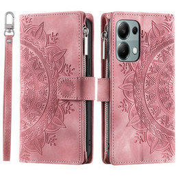 Etui z klapką do Xiaomi Redmi Note 13 Pro 4G / Redmi Note 14S / Poco M6 Pro 4G, Mandala, różowe rose gold