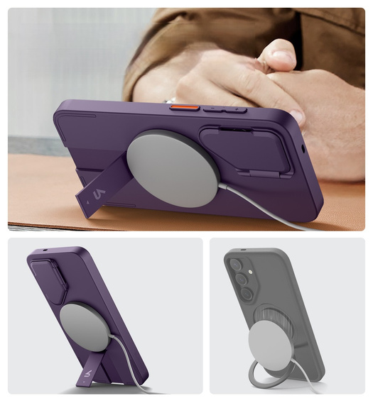 Etui do Samsung Galaxy S25, Suritch Shockproof, do MagSafe, fioletowe
