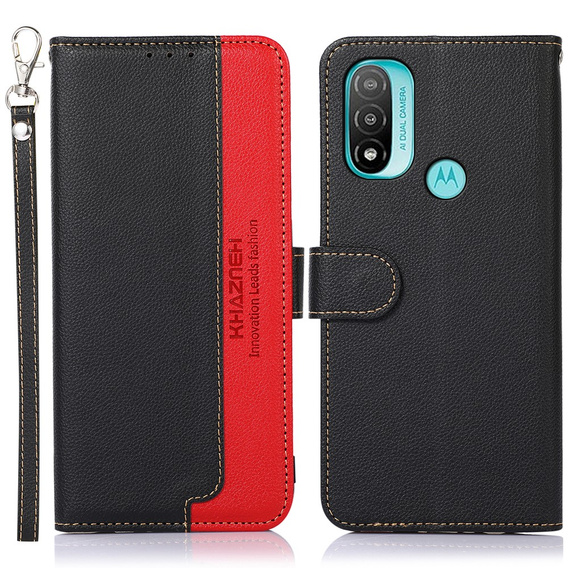 Etui Wallet do Motorola Moto E20/E30/E40, KHAZNEH, Dual Color, Black