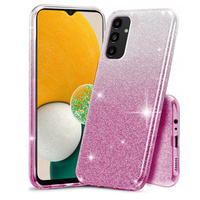 Zestaw Etui do Samsung Galaxy A04S / A13 5G Glitter Case, Srebrne / Różowe + Szkło