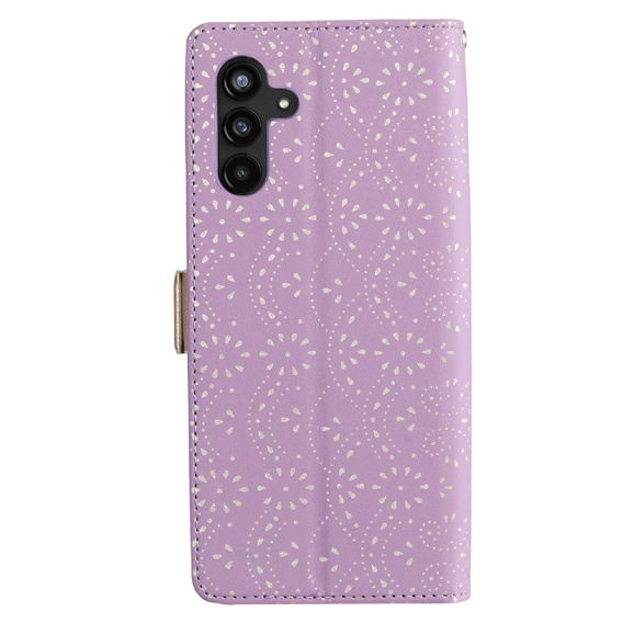 Etui z klapką do Samsung Galaxy A35 5G, Wallet Pocket Zipper Lace, fioletowe