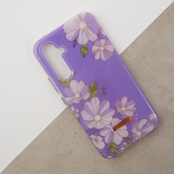 Etui do Samsung Galaxy A54 5G, Suritch Full Body Flowers, fioletowe