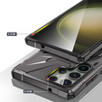 Etui do Samsung Galaxy S24 Ultra, pancerne z podstawką i blaszką do uchwytu, szare