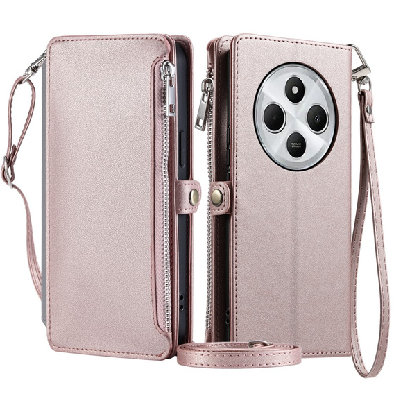 Etui z klapką do Xiaomi Redmi 14C / Xiaomi Poco C75, Wallet Zipper Pocket, różowe