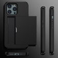 Etui do iPhone 15 Pro, Sliding Card Holder, czarne