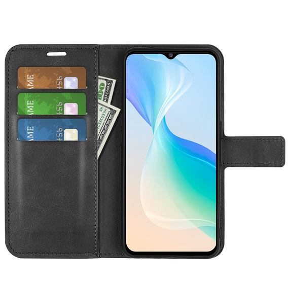 Etui Wallet do Vivo Y76 5G / Y76s 5G / Y74s, Protective Cover, Black