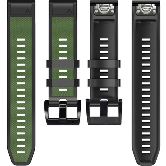 Pasek Silikonowy Quickfit 22mm do Garmin, Zielony / Czarny