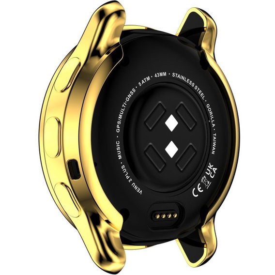2w1 Etui z Osłoną Silikonową na ekran do Garmin Venu 2 Plus, Złote