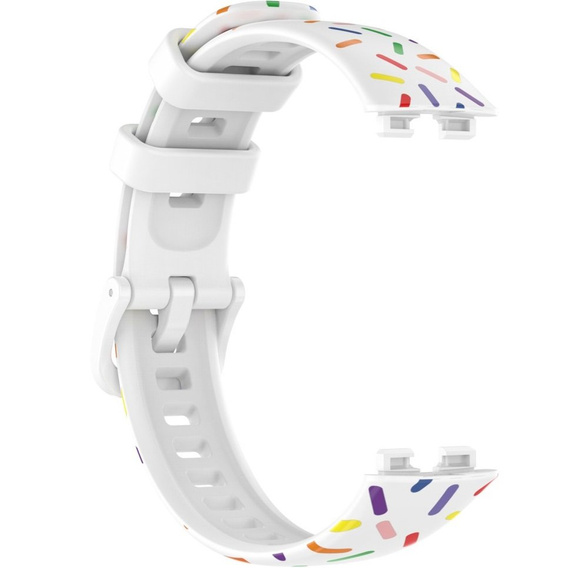 Pasek Silikonowy do Huawei Band 8 / Huawei Band 9 / Huawei Band 10, Biały / Wielokolorowy