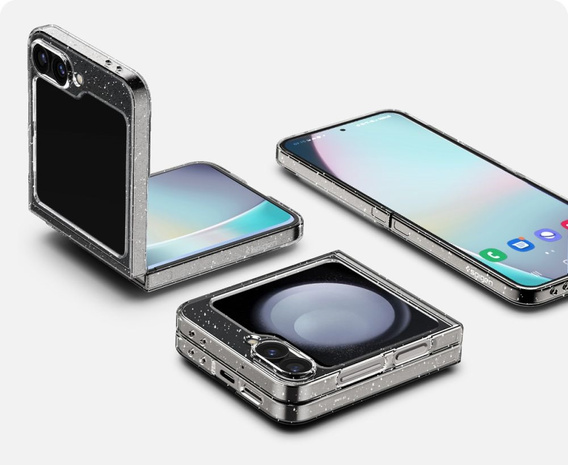 Etui Spigen do Samsung Galaxy Z Flip7 FE / Z Flip6, Airskin Glitter, Przezroczyste / Brokatowe