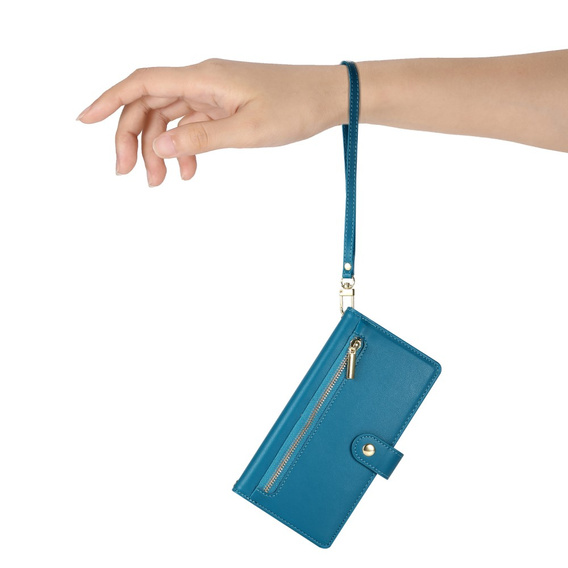 Etui z klapką do Xiaomi Poco X7 Pro 5G, Wallet Zipper Pocket, niebieskie