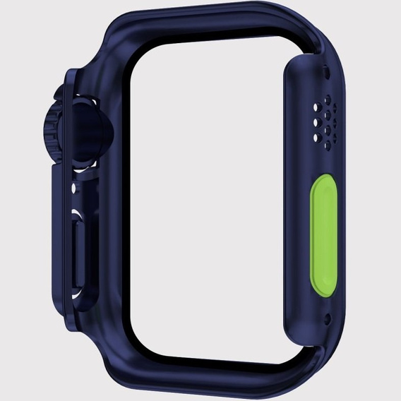 2w1 Etui + Szkło Hartowane do Apple Watch 7/8/9 45MM, Granatowe/Zielone