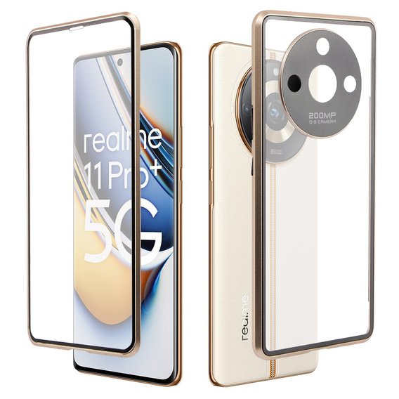 Etui do Realme 11 Pro 5G / Pro+ 5G, Magnetic Dual Glass, złote