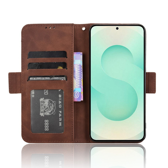 Etui z klapką do Samsung Galaxy S25 Edge, Card Slot, brązowe