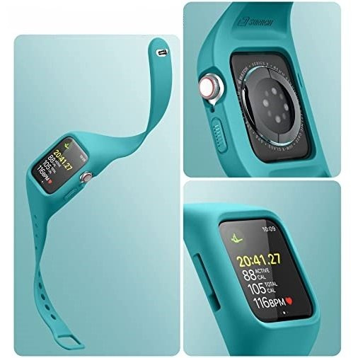 Pasek + Etui Suritch do Apple Watch 4/5/6/7/8/SE 44/45mm, niebieski
