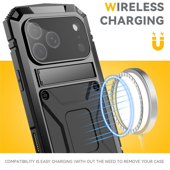 Etui R-JUST do iPhone 17 Pro Max z wbudowaną ochroną ekranu - czarne