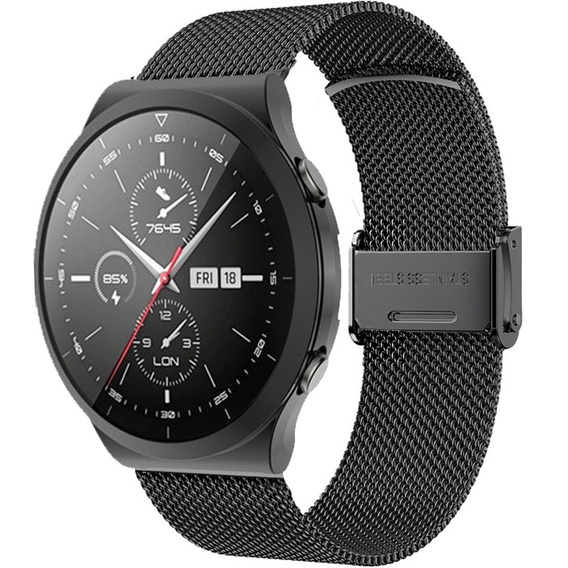 Bransoleta Milanese + Etui z osłoną na ekran do Huawei Watch GT 2 Pro, Czarny