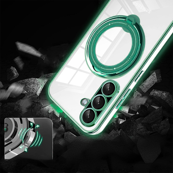 Etui Magnetyczne do Samsung Galaxy A56 5G, do MagSafe, zielone + Szkło 9H