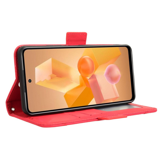 Etui z klapką do Infinix Hot 40i, Card Slot, czerwone