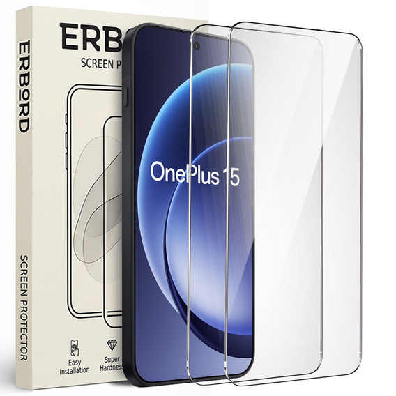 2x Szkło Hartowane do OnePlus 15, ERBORD 9H Hard Glass, szybka