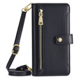 Etui z klapką do iPhone 15, Wallet Zipper Pocket, czarne