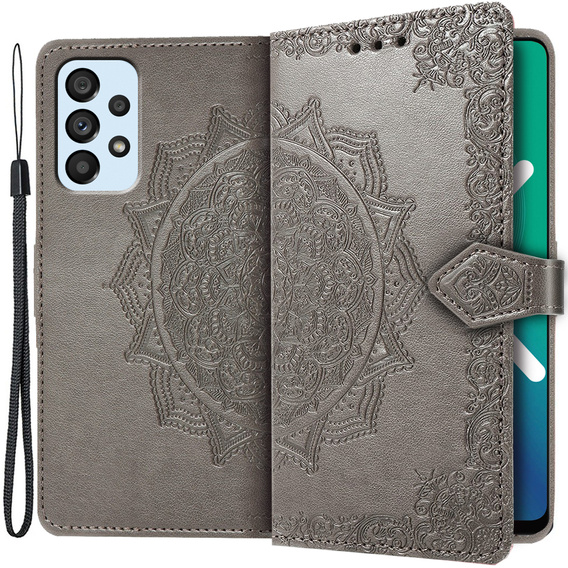 Etui z klapką do Samsung Galaxy A53 5G, Mandala, szare