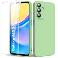 Etui do Samsung Galaxy A15, Silicone Lite, zielone + szkło 9H
