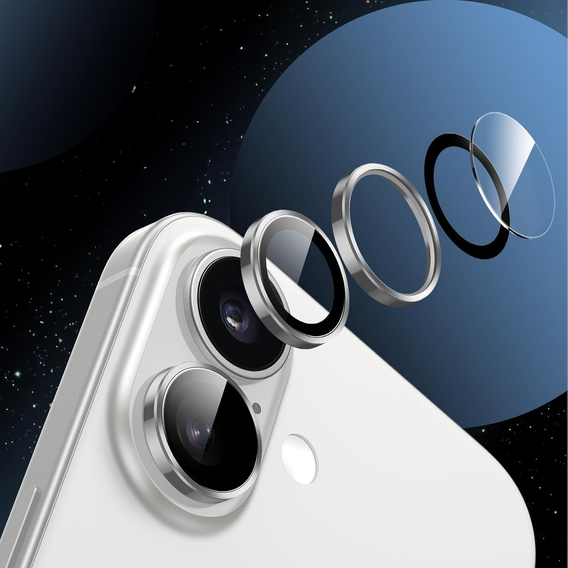 2x Szkło na aparat ERBORD OPTIK Pro do iPhone 17, srebrne