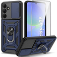 Etui pancerne do Samsung Galaxy A36 5G, CamShield Slide, niebieskie + Szkło Hartowane 9H