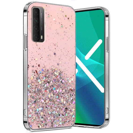 Etui do Huawei P Smart 2021/Y7A, Glittery, różowe