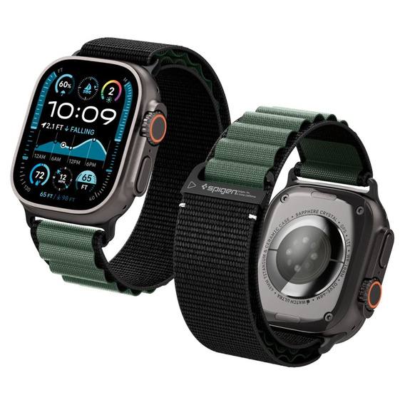 Pasek Spigen WBF1 Band do Apple Watch 8/9/10/11/SE/Ultra 1/2 (44/45/46/49 mm) – Black / Green