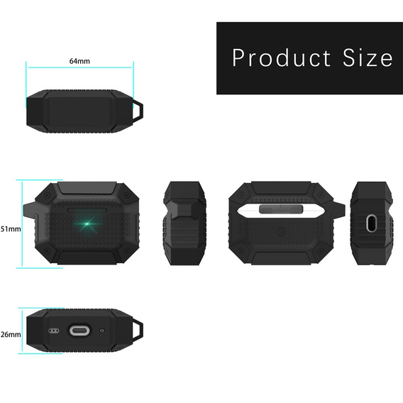 Etui ochronne do AirPods Pro 3 z karabińczykiem - czarne