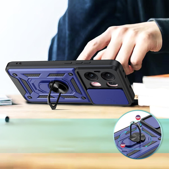 Etui pancerne do Oppo Reno 13 Pro, CamShield Slide, niebieskie