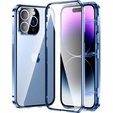 Etui do iPhone 15 Pro Max, Magnetic Dual Glass, niebieskie