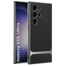 Etui do Samsung Galaxy S23 Ultra, GKK Woven Leather, czarne