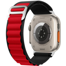 Pasek Nylonowy do Apple Watch 1/2/3/4/5/6/7/8/9/10/11/SE Ultra 1/2/3 42/44/45/46/49mm, Czarny / Czerwony