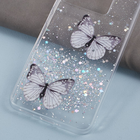 Etui do Xiaomi 13T / 13T Pro, Glitter Butterfly, białe