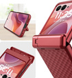 Etui do Motorola Razr 60 Ultra, PC Kickstand Case, ze szkłem, czerwone