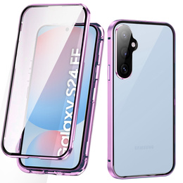 Etui do Samsung Galaxy S24 FE, Magnetic Dual Glass, fioletowe