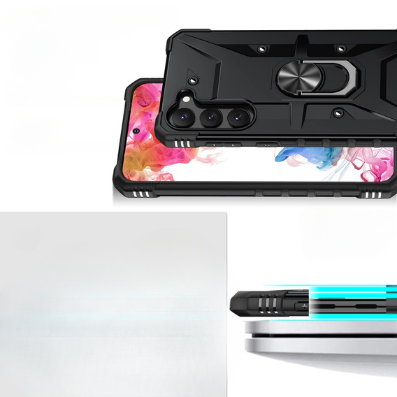 Etui pancerne do Samsung Galaxy S23, z ringiem, czarne