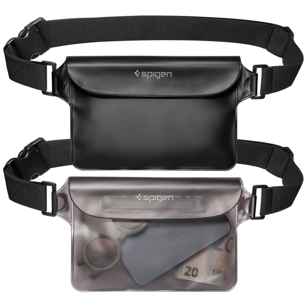 Spigen A620 Aqua Shield IPX8 – czarna i przezroczysta saszetka w zestawie 2-pack