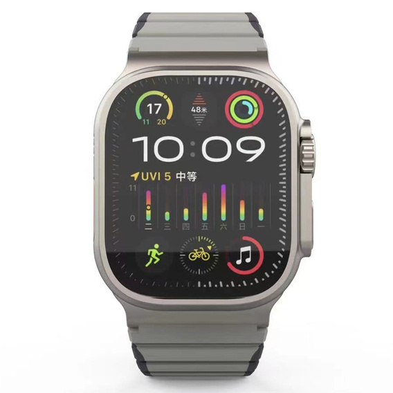 Pasek Magnetyczny do Apple Watch 1/2/3/4/5/6/7/8/9/10/11/SE Ultra 1/2/3 42/44/45/46/49mm, Szary