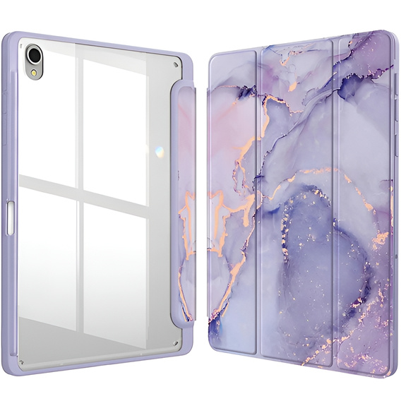Etui do Samsung Galaxy Tab S11, Smartcase Hybrid, z miejscem na rysik, Marble fioletowe
