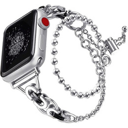 Kobieca bransoleta do Apple Watch 1/2/3/4/5/6/7/8/9/10/11/SE 38/40/41/42mm, Srebrna / Czarna