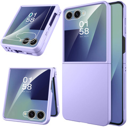 Etui ze szkłem hartowanym na ekran zewnętrzny do Samsung Galaxy Z Flip7 – fioletowe