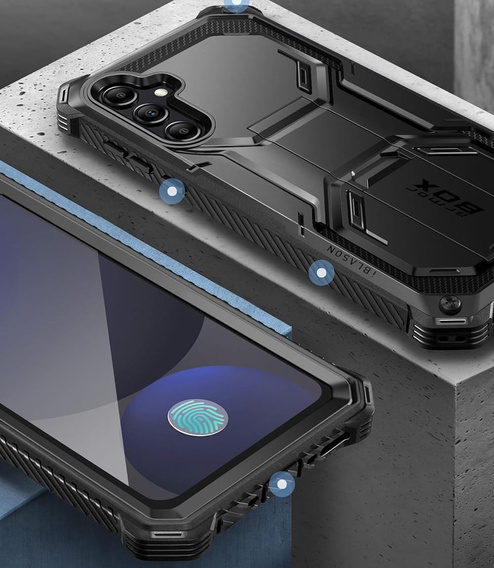 Pancerne Etui Supcase i-Blason Armorbox SP do Galaxy S24 FE, z klipsem i podstawką, czarne