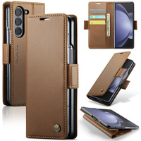 Etui z klapką CASEME do Samsung Galaxy Z Fold6 5G, Litchi Wallet, brązowe